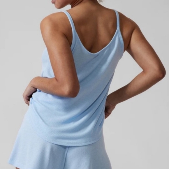 🏷️Athleta Wind Down Sleep Top Waffle Knit Baby Blue 2X - Picture 2 of 11